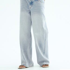 H&M Mama Maternity Before & After Wide Leg Jeans Light Denim Size Large